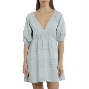 7 For All Mankind Dress Size Medium Denim Babydoll Tie Back Open Back